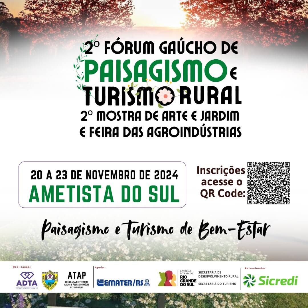 Capa 2º Fórum Gaúcho de Paisagismo e Turismo Rural ocorre na próxima semana em Ametista do Sul