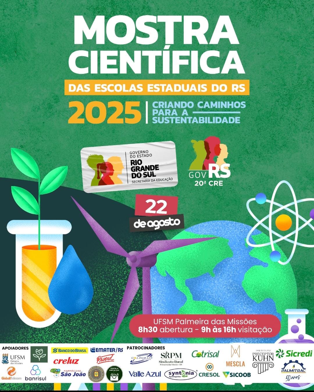 Capa Mostra Científica da 20ª CRE será realizada nesta sexta-feira em Palmeira das Missões