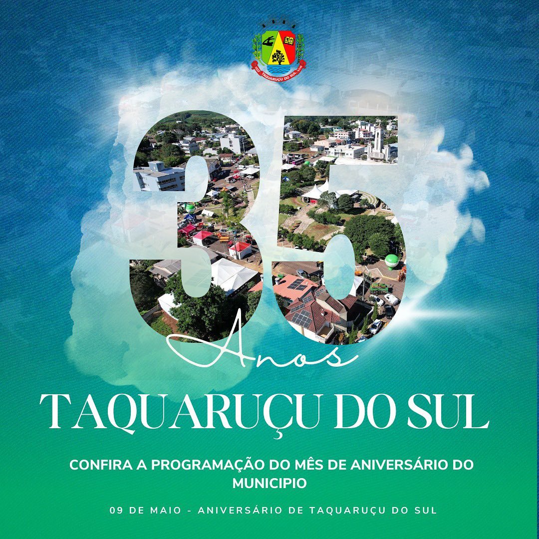 Capa Taquaruçu do Sul divulga programação de aniversário de município