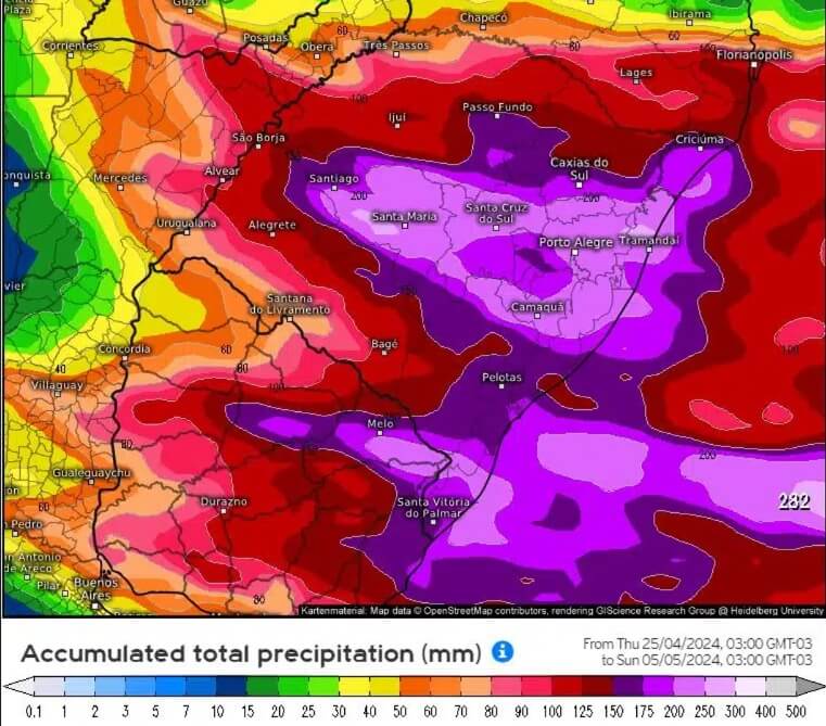Capa BaroClima mantém alerta reforçado para chuvas intensas e enchentes no RS