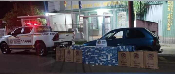 Capa Brigada Militar apreende carga de cigarro em Palmitinho