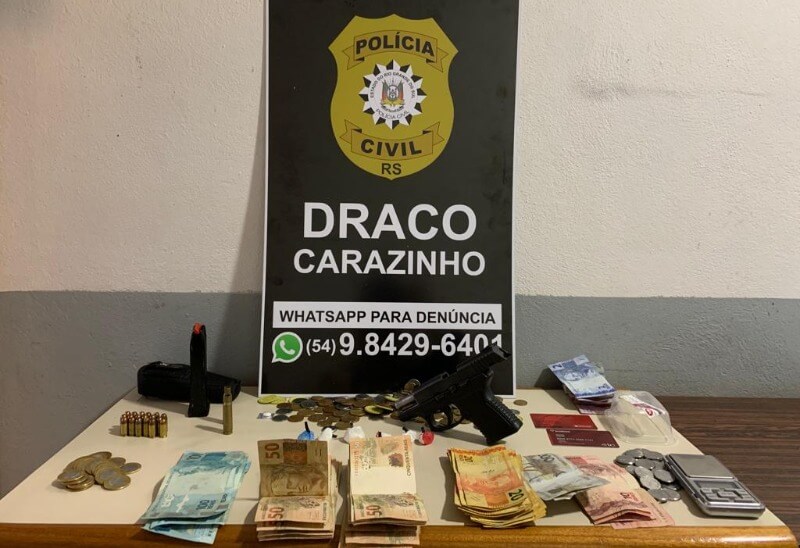 Capa Carazinho: homem é preso por tráfico de drogas e porte ilegal de arma