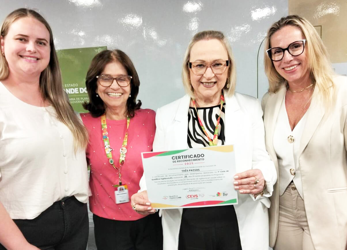 Capa Três Passos é certificado com destaque no programa Qualifica Vigilância RS por cumprir 20 metas