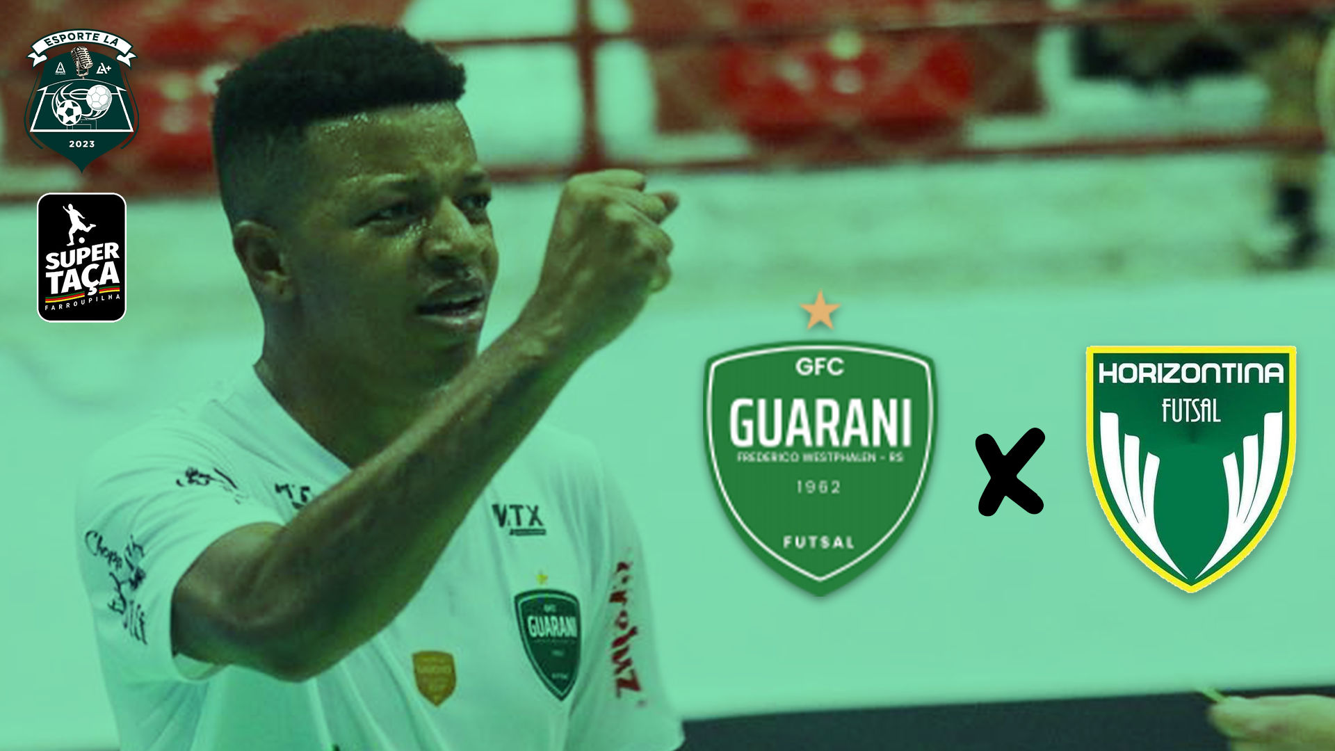 Capa Guarani Futsal x Horizontina: onde ouvir ou assistir e como chegam os times