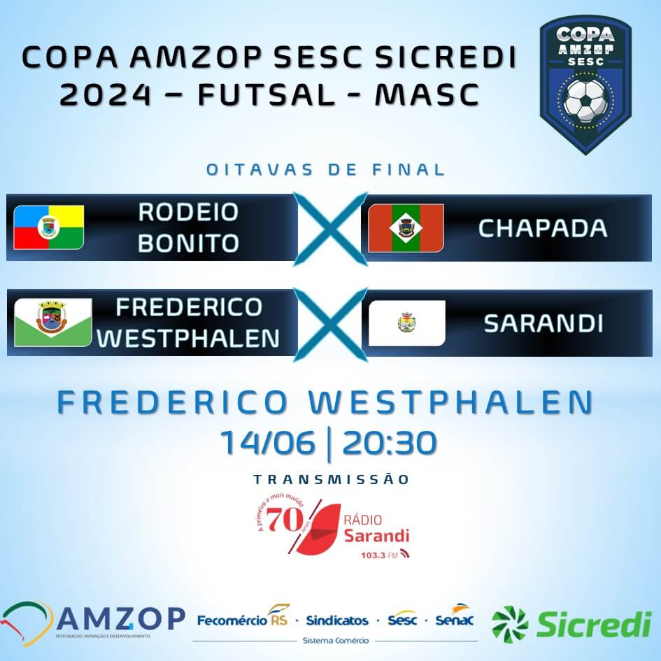 Capa Equipe masculina de Futsal de FW enfrenta Seberi nas oitavas de final da Copa Amzop Sesc Sicredi