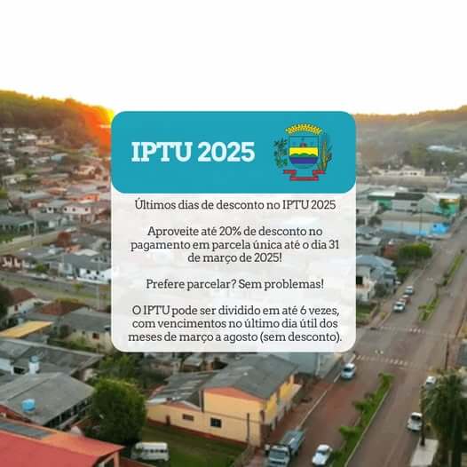 Capa Prefeitura de Erval Seco alerta os contribuintes para o prazo de pagamento do IPTU 2025 com desconto