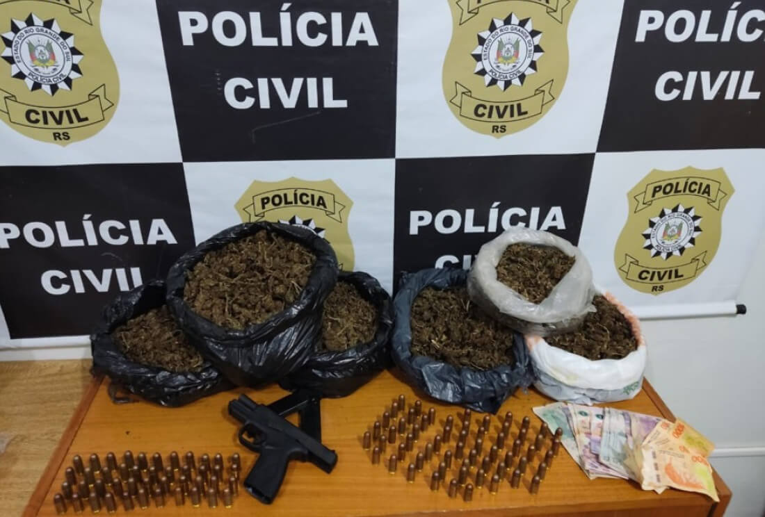 Capa Homem é preso transportando maconha, munições e arma de fogo em Três Passos