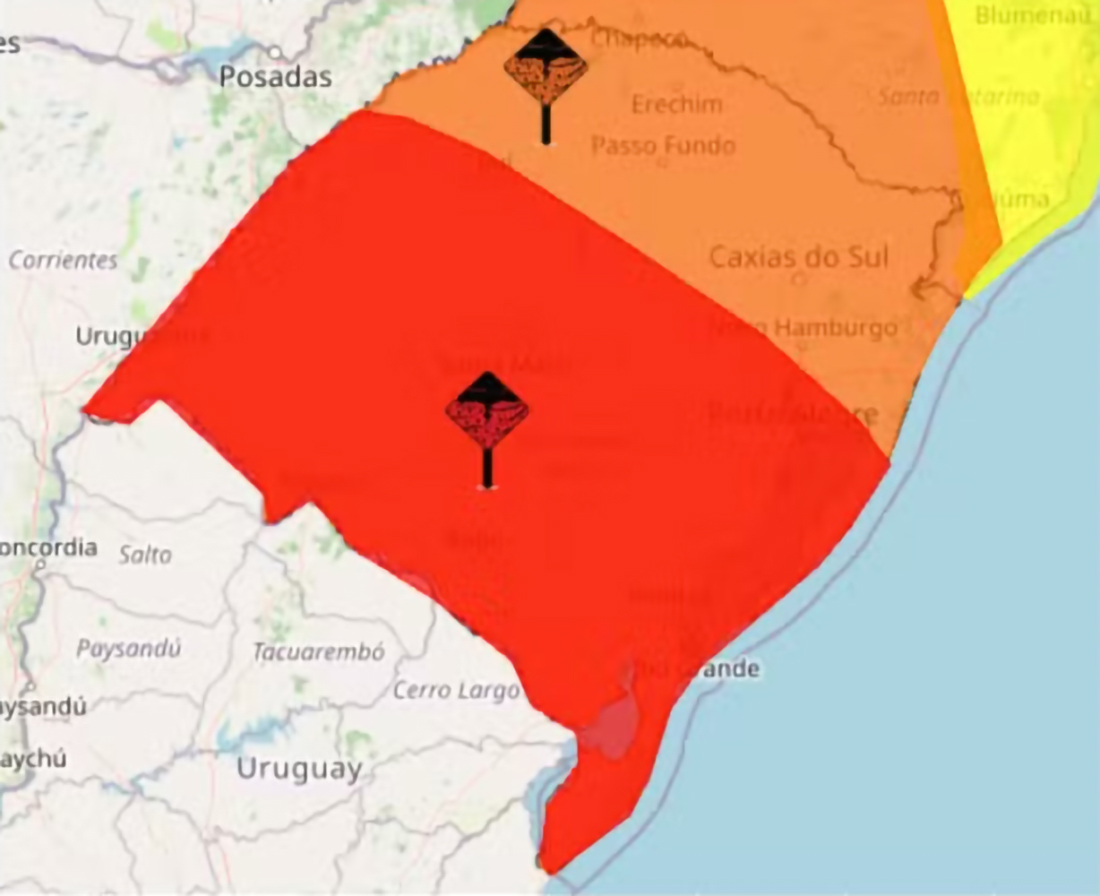 Capa Defesa Civil alerta para risco de tornado e tempestades severas no RS entre esta quinta e sexta-feira