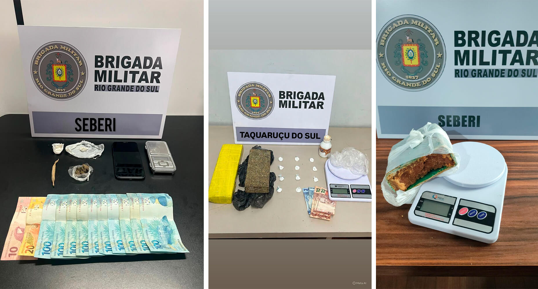 Capa Brigada Militar apreende mais de 1,8 kg de drogas em menos de 24 horas