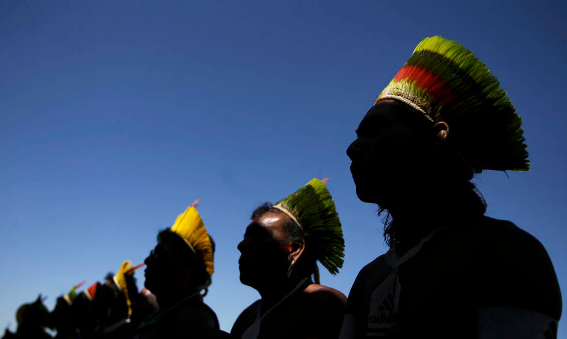 Capa Indígenas protestam em Brasília contra marco temporal