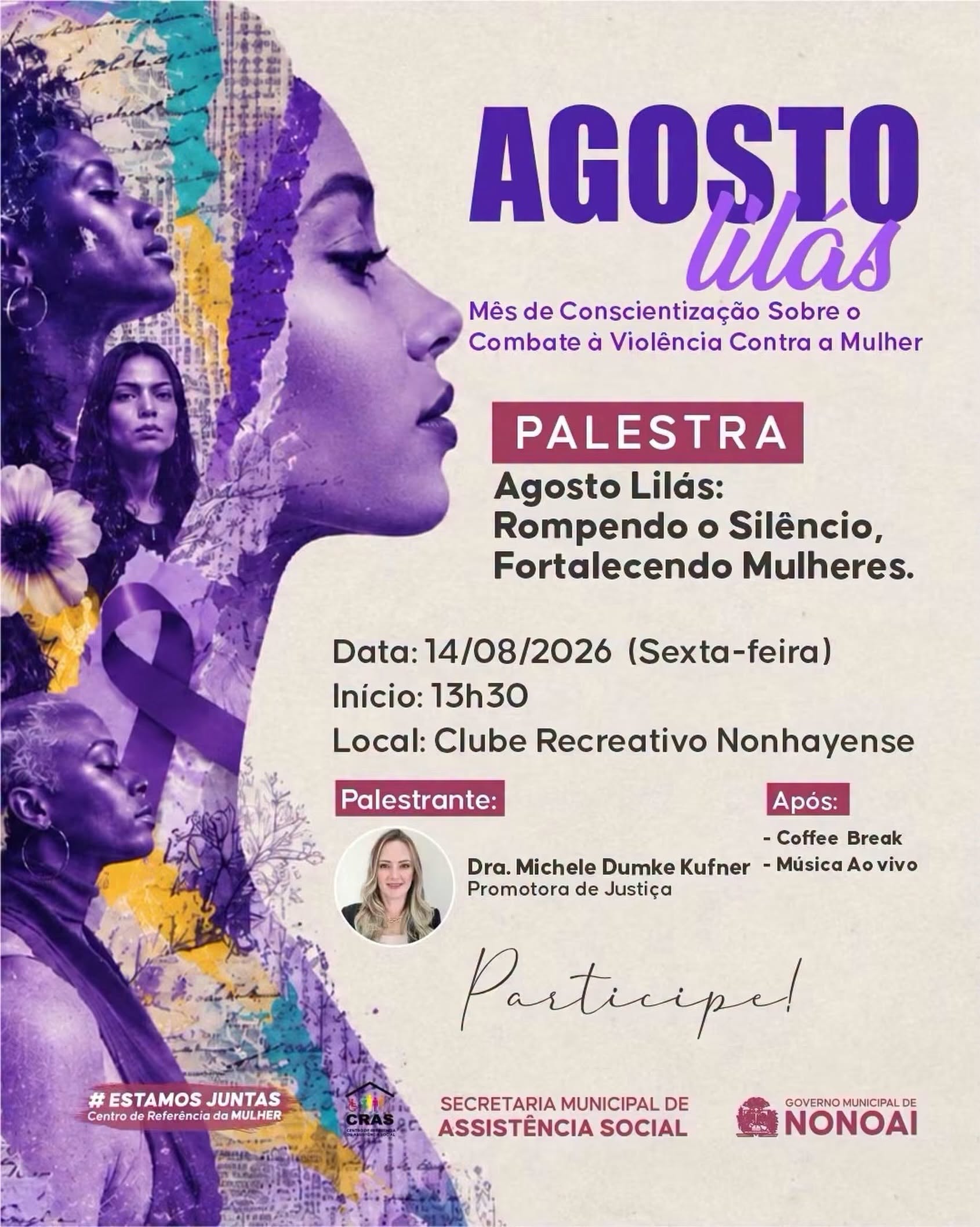 Capa Nonoai promove palestra do Agosto Lilás sobre prevenção e enfrentamento à violência contra a mulher