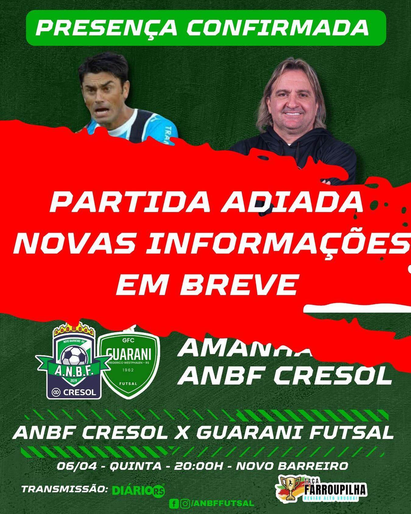 Capa Partida entre Guarani e ANBF será adiada