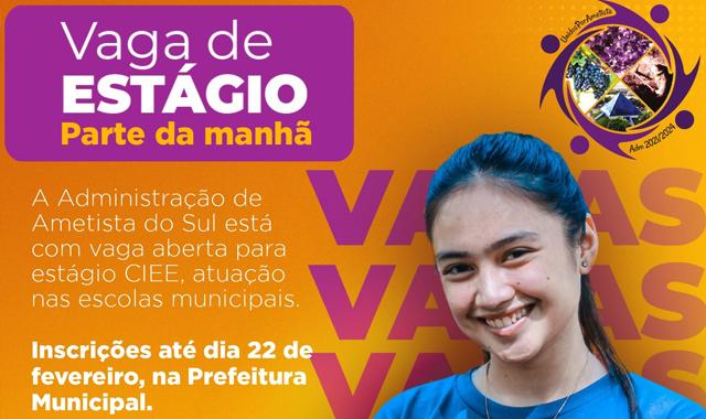 Capa Ametista do Sul: administração abre vaga de estágio