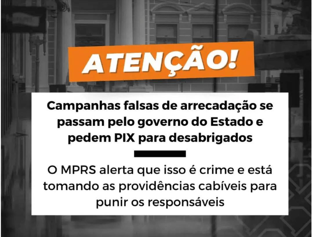 Capa MP-RS irá investigar perfis fakes que pedem dinheiro para desabrigados