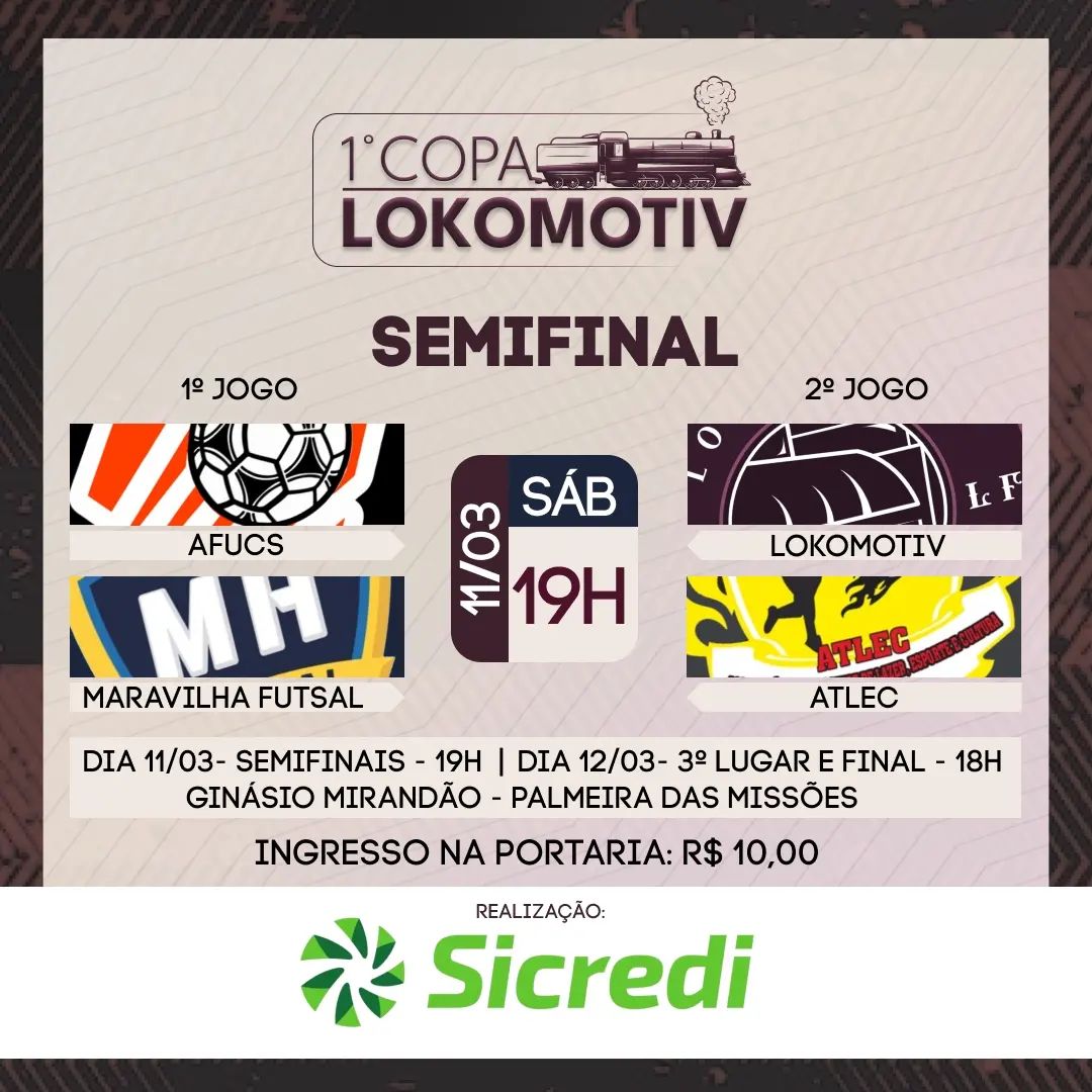 Capa AFUCS participa da 1° Copa Lokomotiv/Sicredi de Futsal