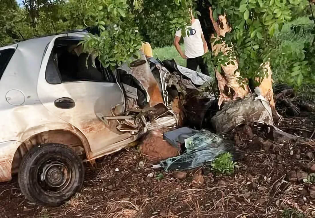 Capa Colisão contra árvore causa morte de motorista na RSC-472 em Palmitinho