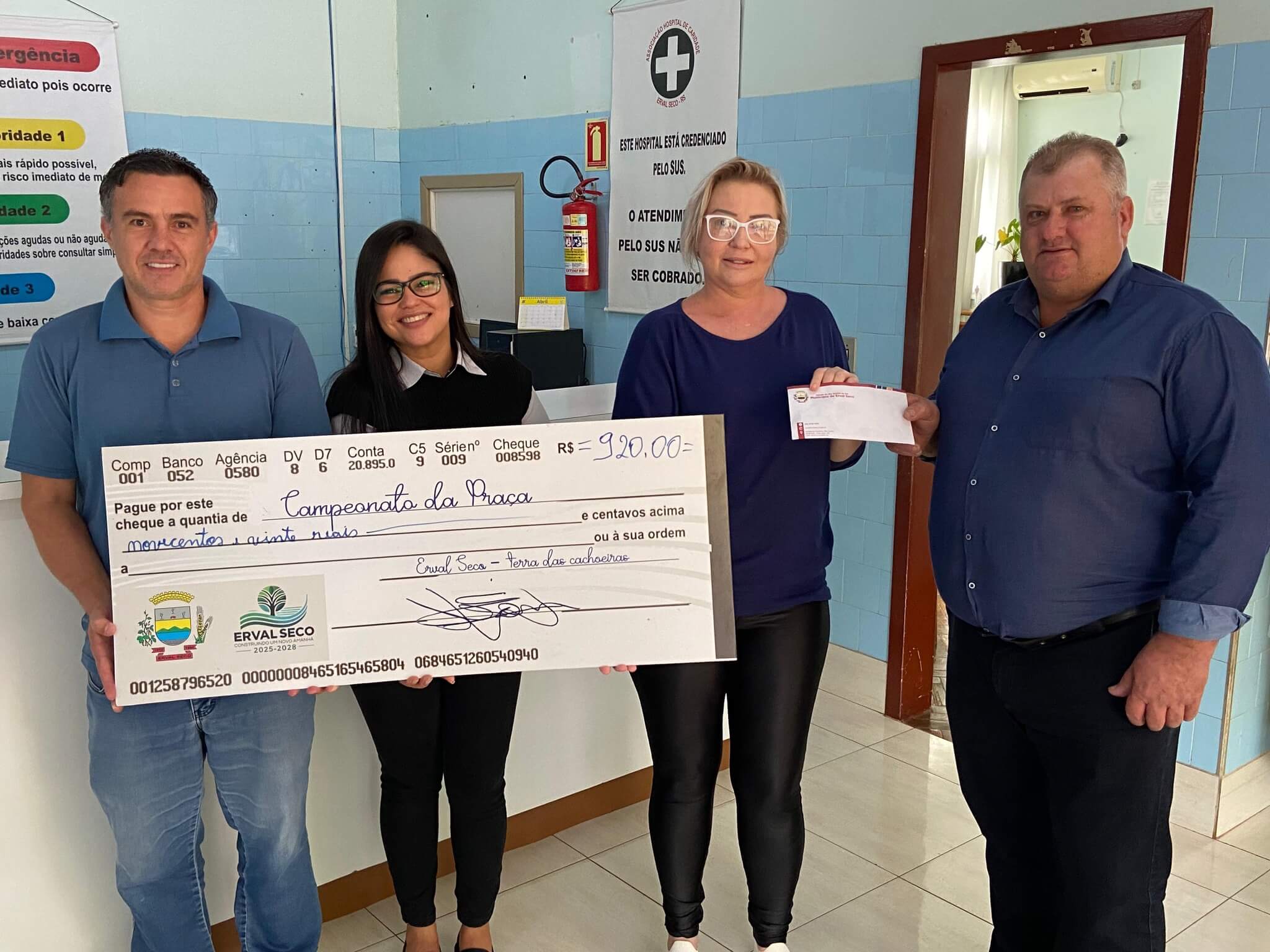 Capa Hospital de Caridade de Erval Seco recebe valor arrecadado durante o Campeonato da Praça