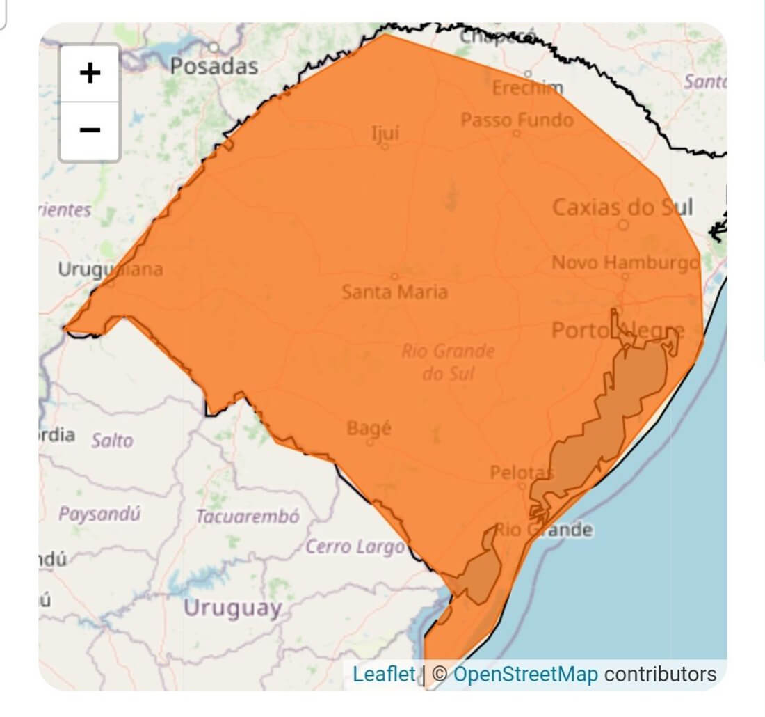 Capa Inmet emite alerta laranja para tempestade em grande parte do Rio Grande do Sul