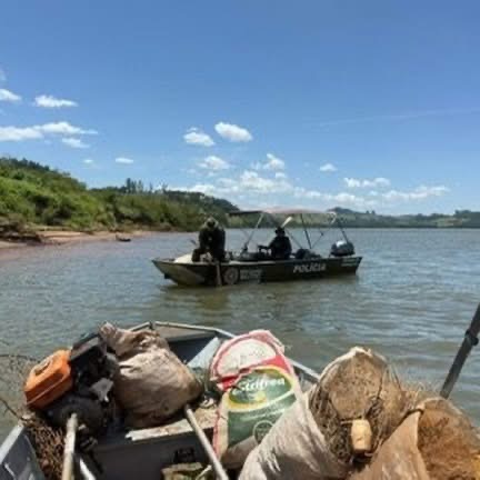 Capa Brigada Militar apreende mais de 1,5 km de redes de pesca no Rio Uruguai entre Iraí e Vicente Dutra