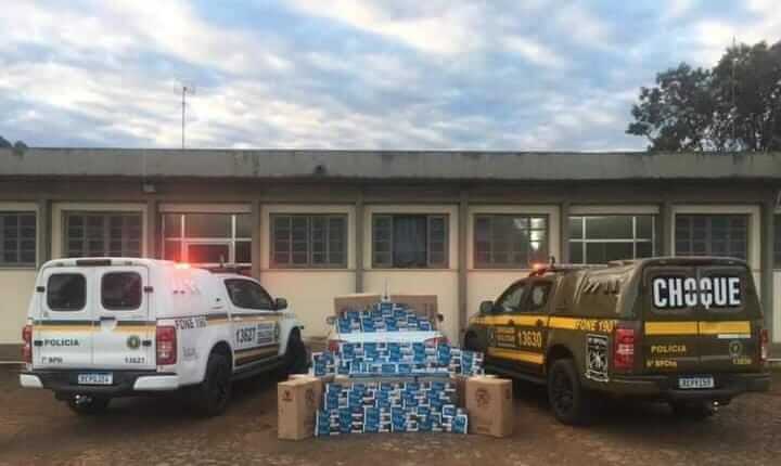 Capa Santo Augusto: BM apreende carga de cigarros contrabandeados