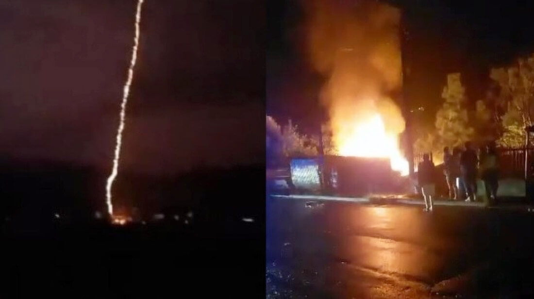 Capa Casa pega fogo após ser atingida por raio no Oeste de SC
