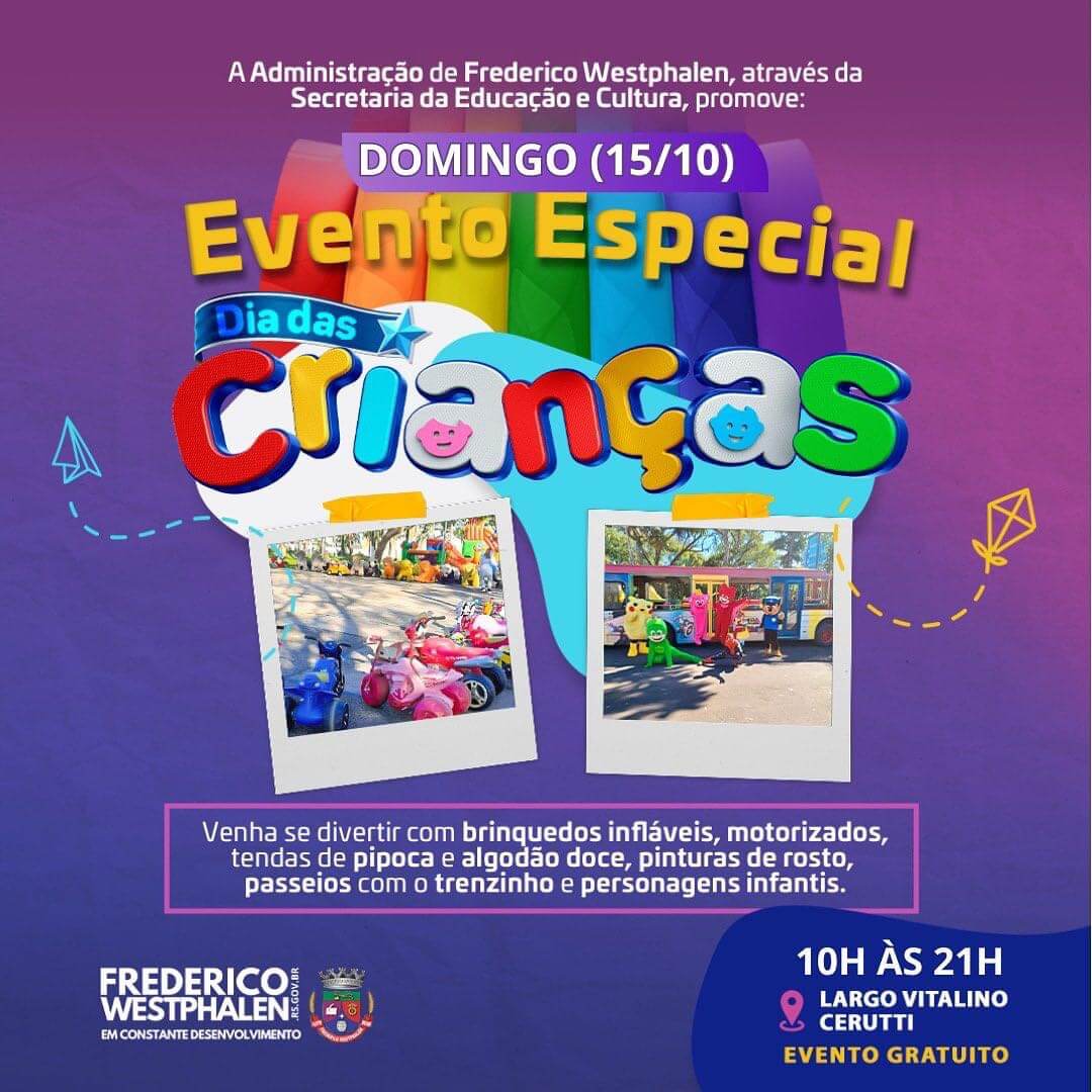 Capa Prefeitura de FW promove ação do Dia das Crianças neste domingo, 15
