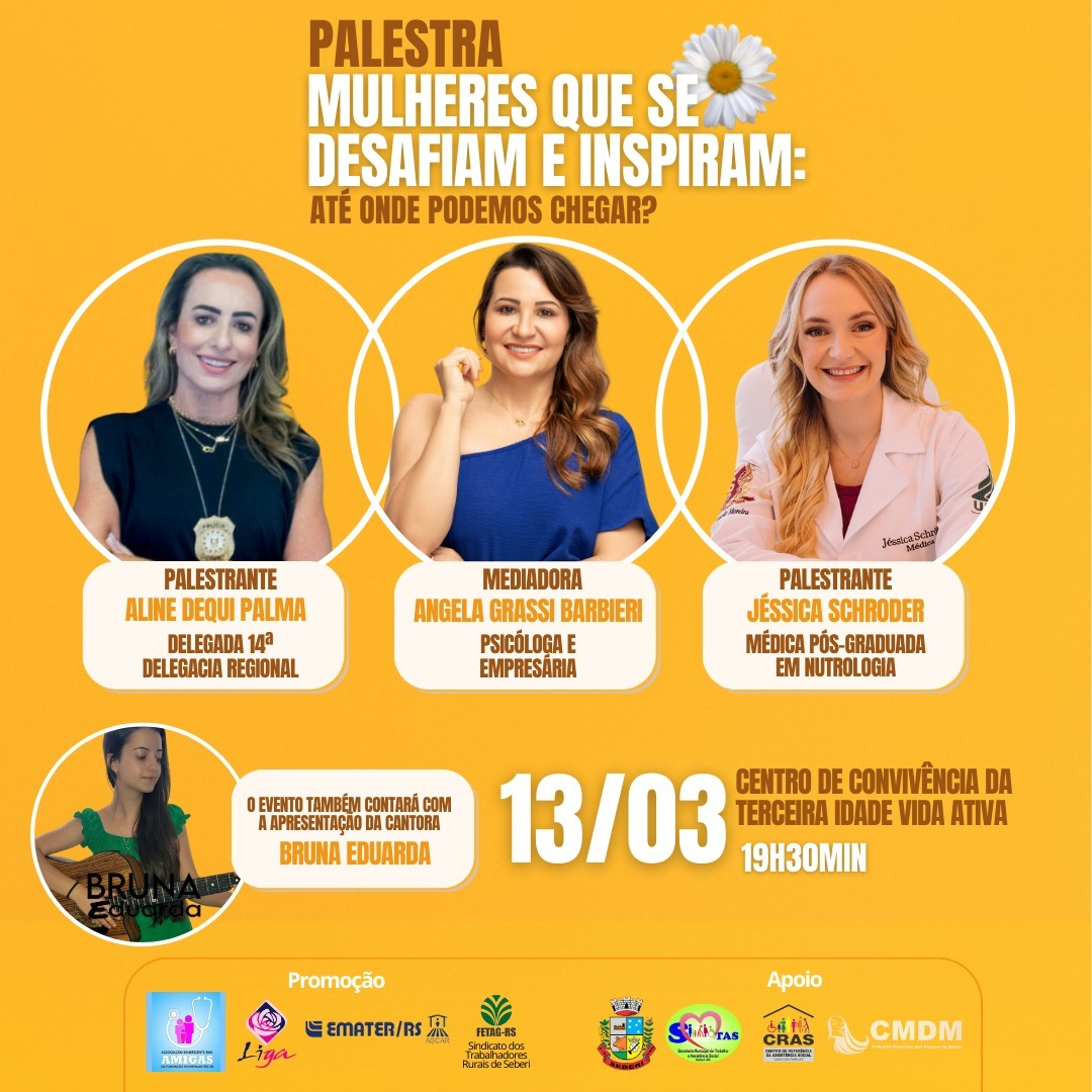 Capa Palestra Mulheres que se desafiam e inspiram acontece em Seberi
