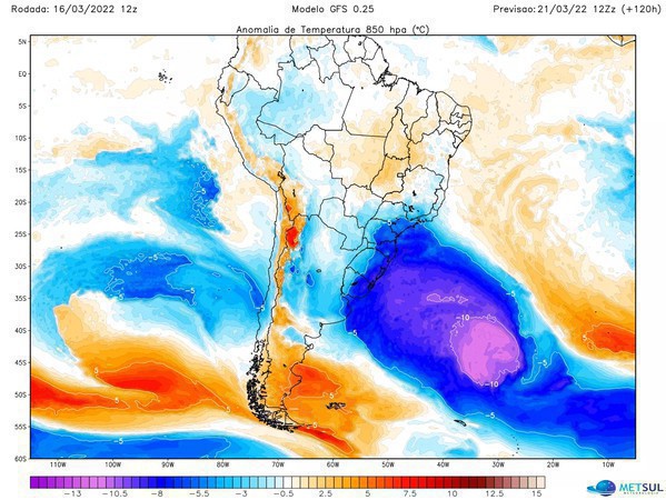 Capa Massa de ar frio começa a chegar no RS neste fim de semana