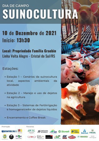 Capa Cristal do Sul vai sediar Tarde de Campo da Suinocultura