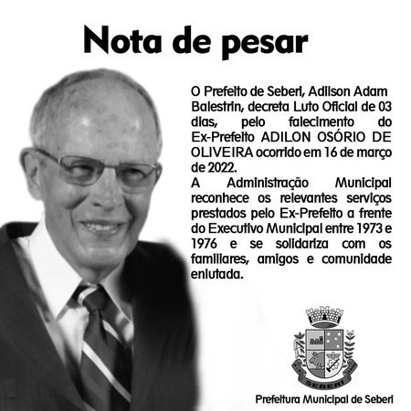 Capa Prefeitura de Seberi decreta luto pela morte de ex-prefeito