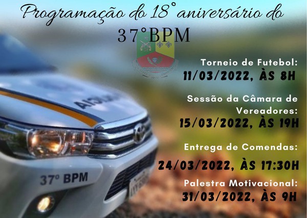 Capa 37º BPM define cronograma em comemoração ao 18º aniversário
