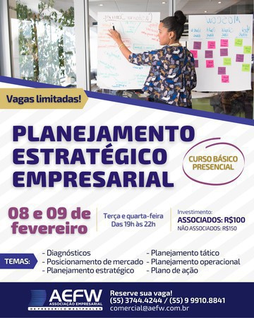 Capa AEFW promove curso de planejamento estratégico para empresas
