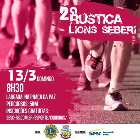 Capa 2ª Rústica Lions Seberi/Sesc será realizada no dia 13 de março