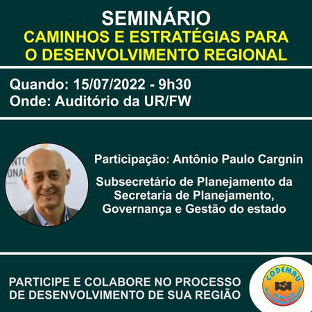 Capa Codemau promove seminário para debater desenvolvimento regional