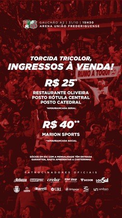 Capa Ingressos para União Frederiquense X São Paulo-RG começam a ser vendidos nesta terça-feira, 26