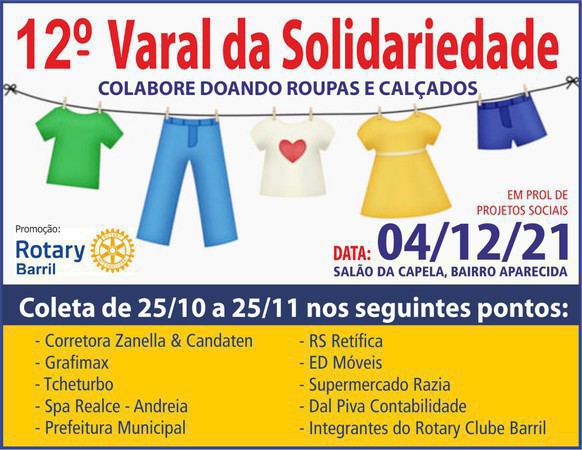 Capa Rotary Barril está recolhendo doações de roupas e calçados