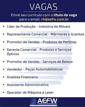 Capa Saiba as oportunidades de emprego na AEFW