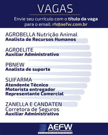Capa Confira as vagas de emprego na AEFW