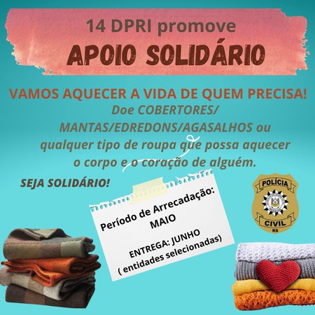 Capa 14ª DPRI lança campanha "Apoio Solidário"