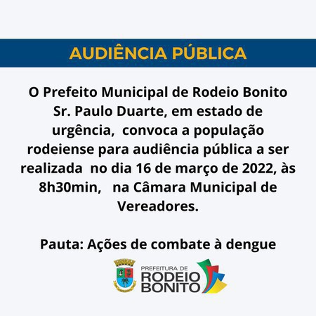 Capa Rodeio realiza audiência pública sobre a dengue