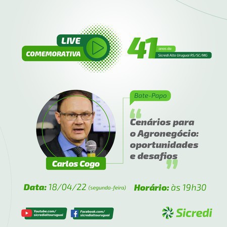 Capa Live Comemorativa celebra os 41 anos da Sicredi Alto Uruguai RS/SC/MG